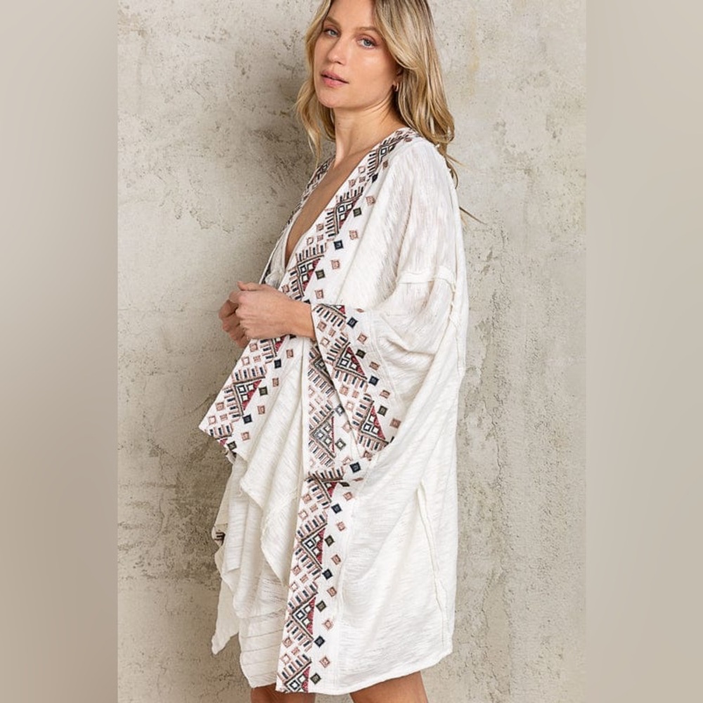Embroidered Ivory Kimono